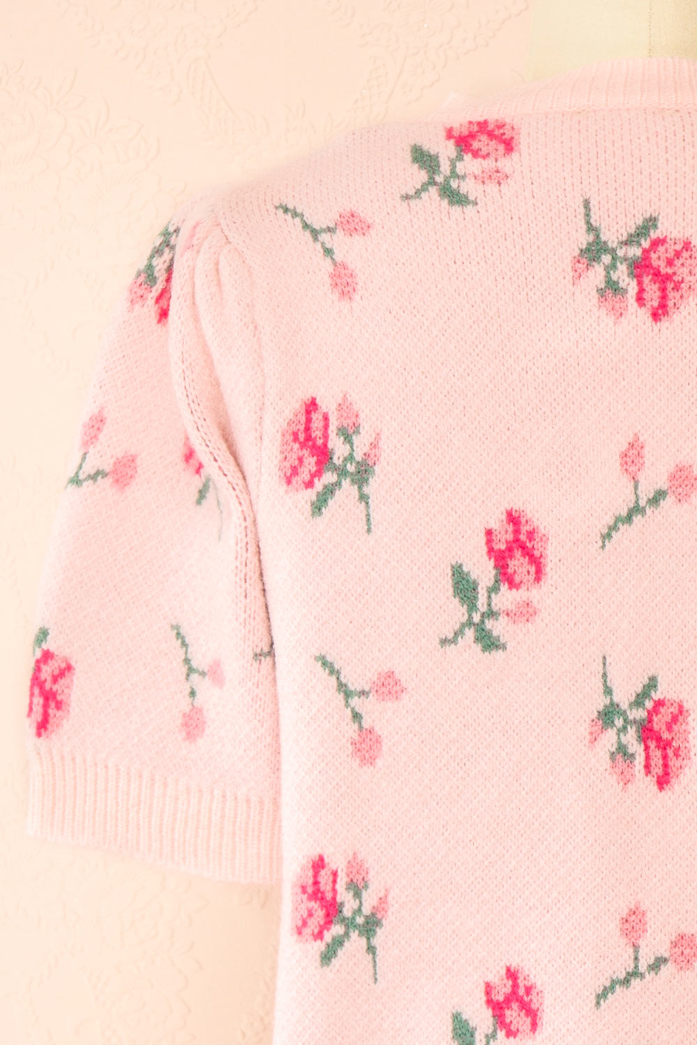 Mavis Pink Knit Top with Floral Pattern | Boutique 1861 back
