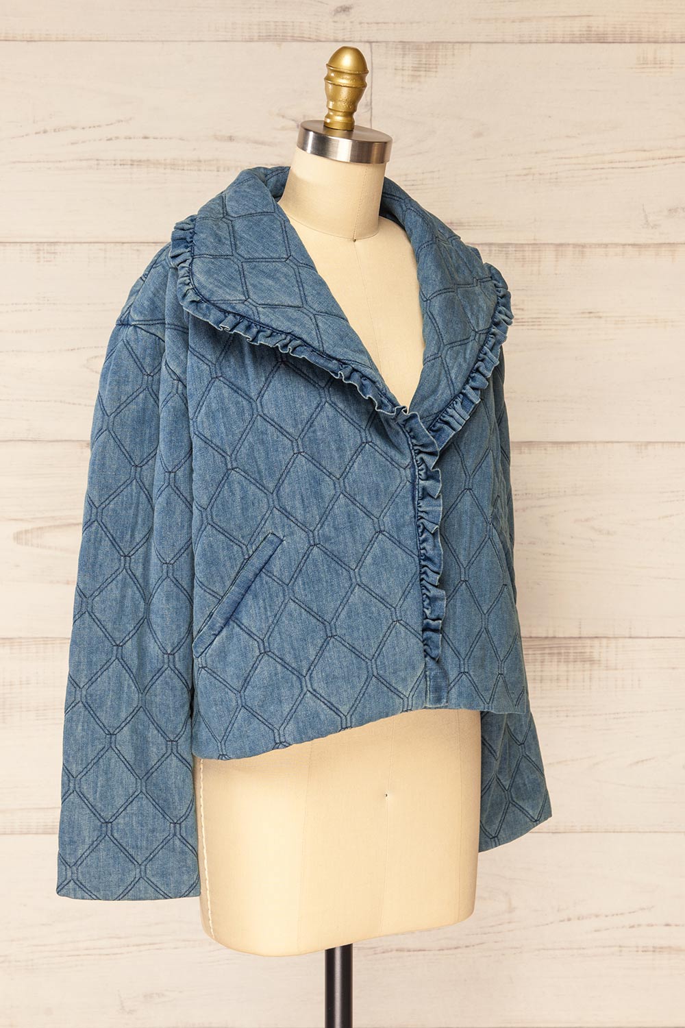 Mcfarland Button-up Denim Quilted Jacket | La petite garçonne   side view