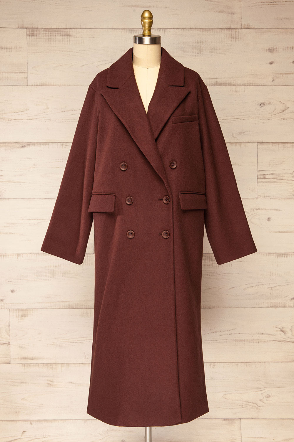 Mchinji Long Brown Felt Coat | La petite garçonne front view