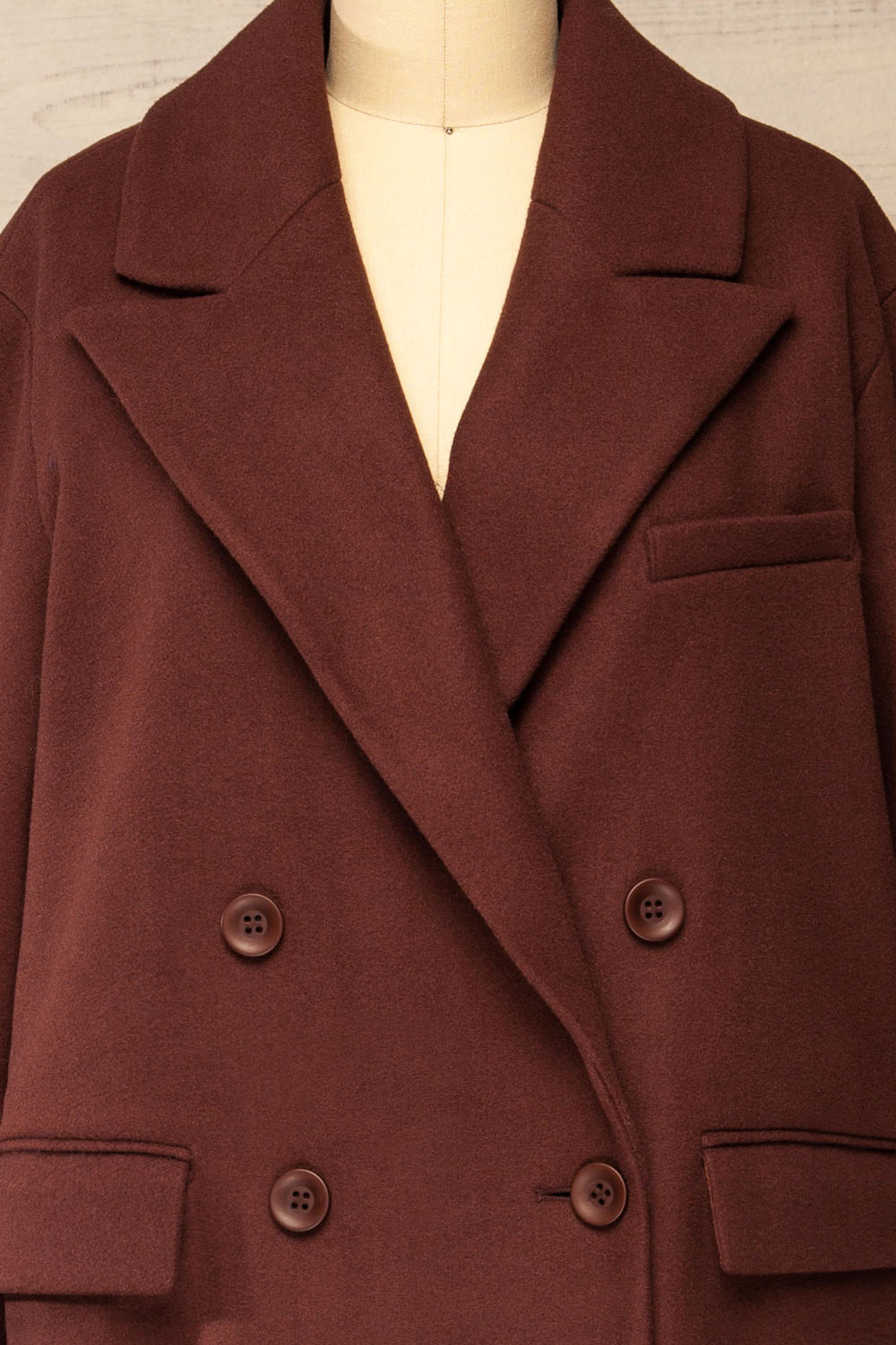 Mchinji Long Brown Felt Coat | La petite garçonne front