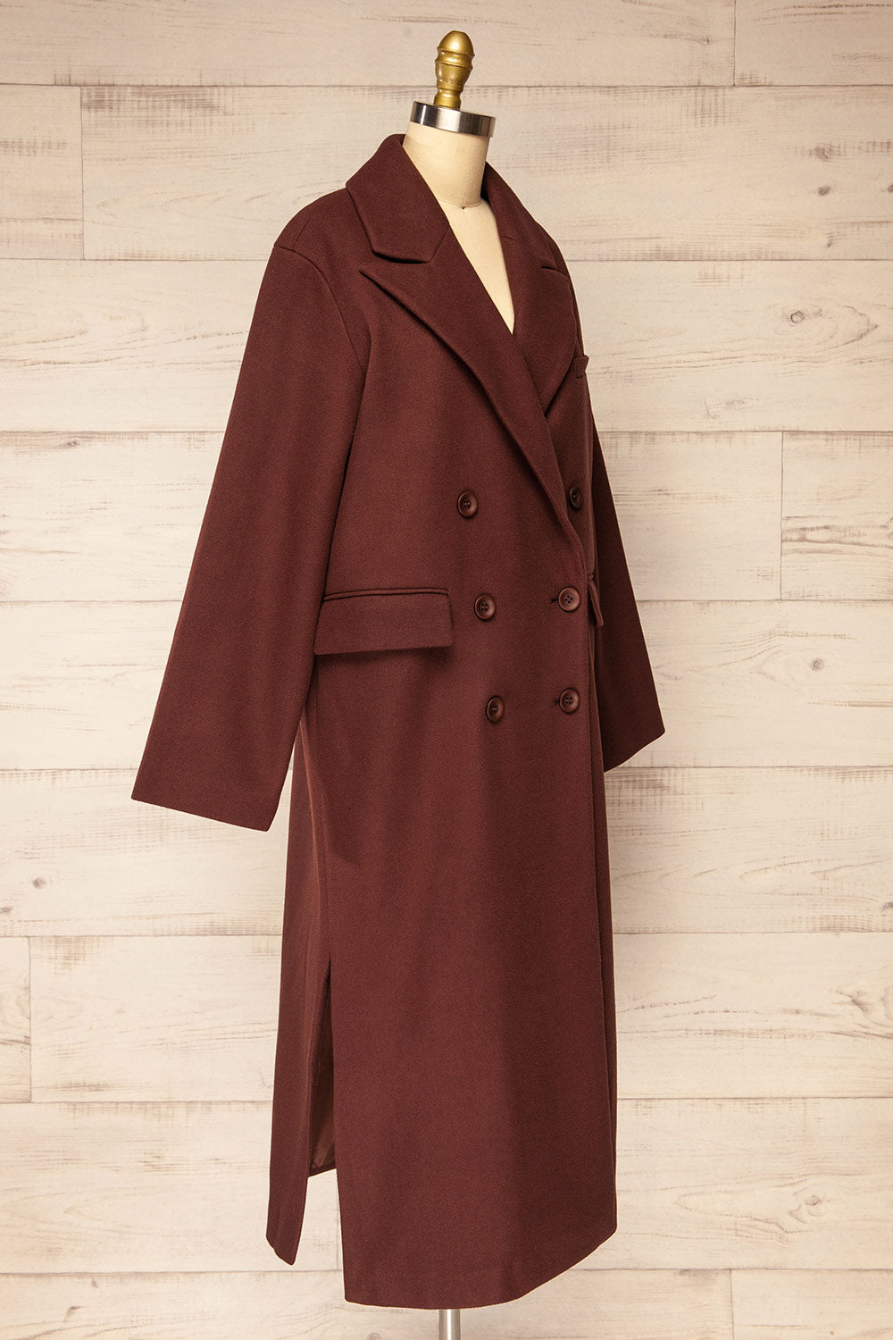 Mchinji Long Brown Felt Coat | La petite garçonne side view 