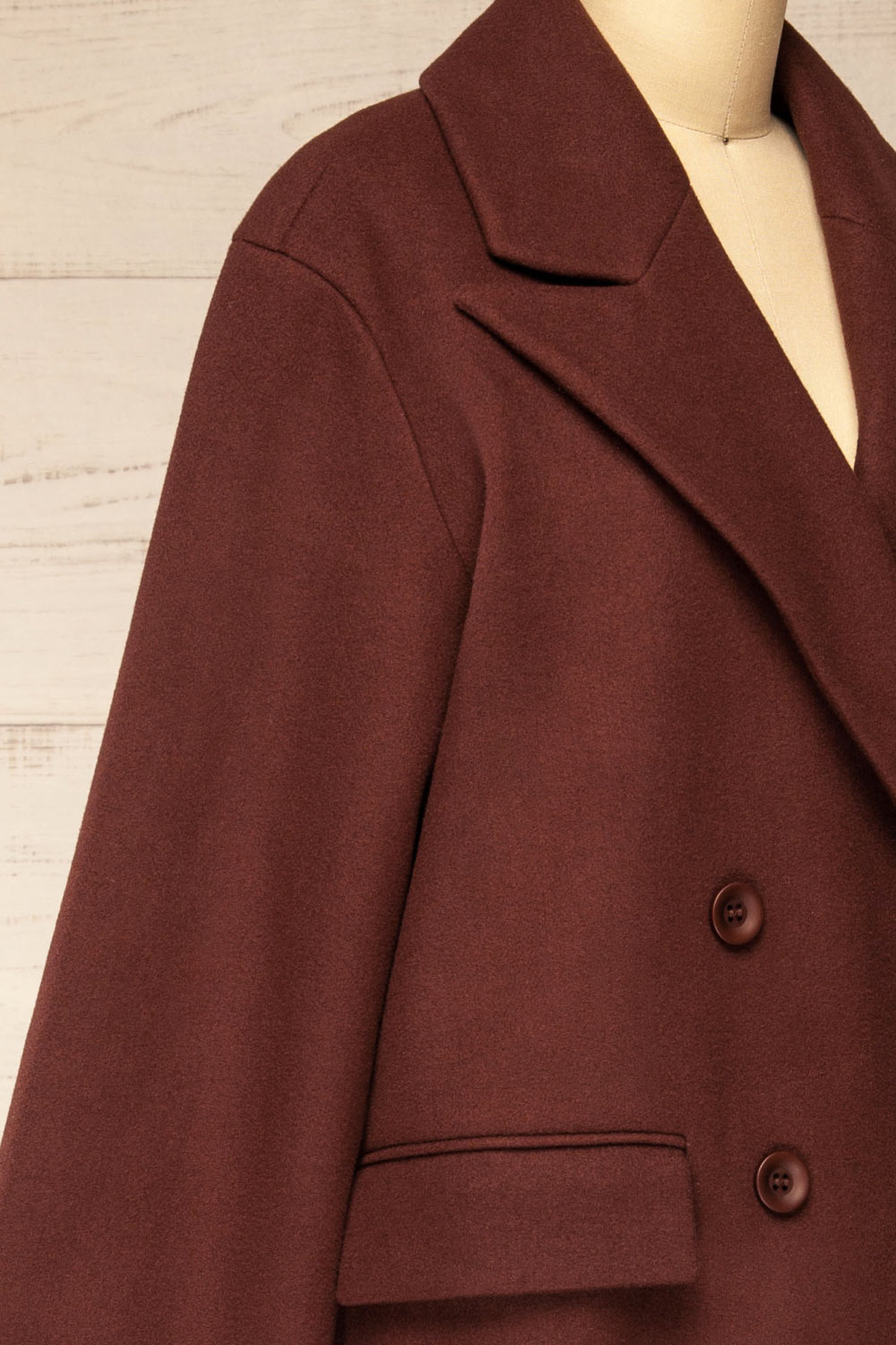 Mchinji Long Brown Felt Coat | La petite garçonne side