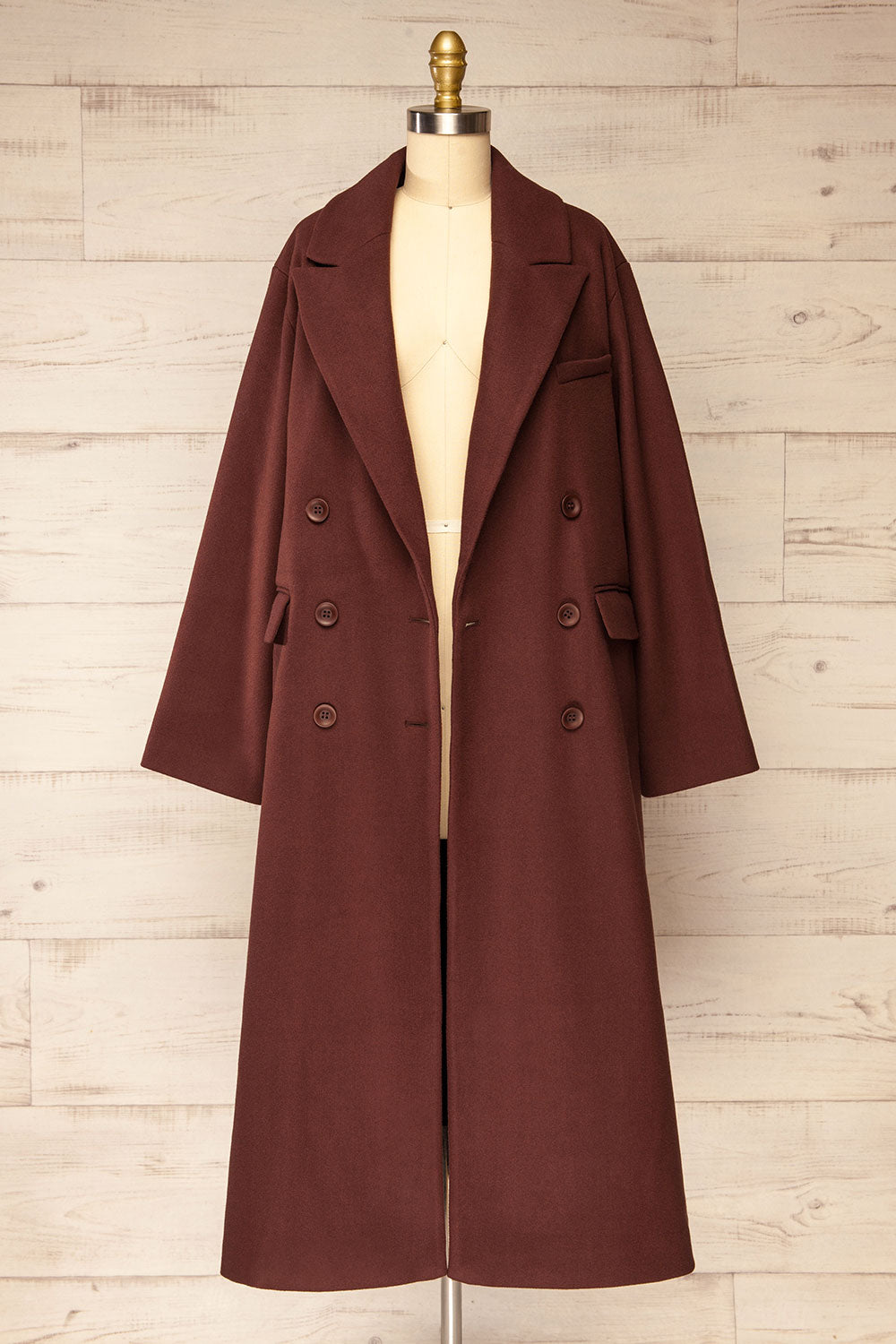 Mchinji Long Brown Felt Coat | La petite garçonne open view