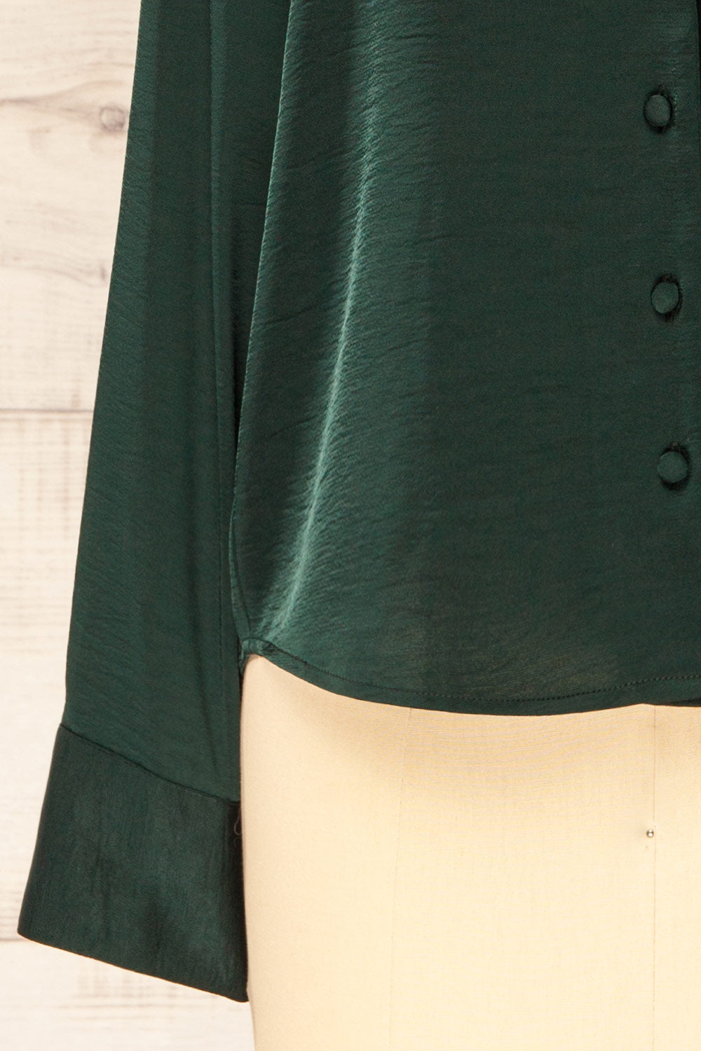 Medan Green Buttoned-Up Satin Blouse | La petite garçonne sleeve 