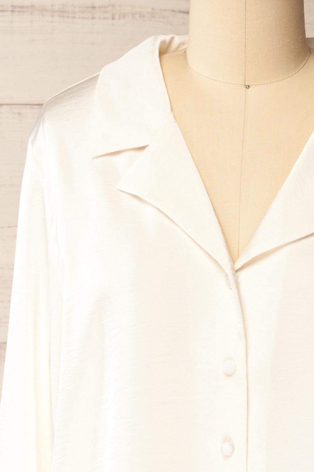 Medan Ivory Buttoned-Up Satin Blouse | La petite garçonne front 
