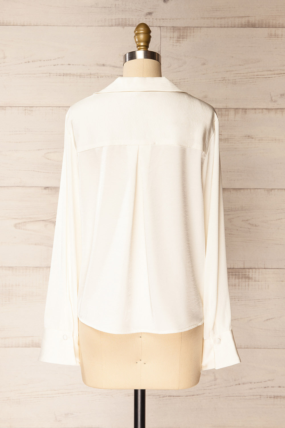 Medan Ivory Buttoned-Up Satin Blouse | La petite garçonne back view