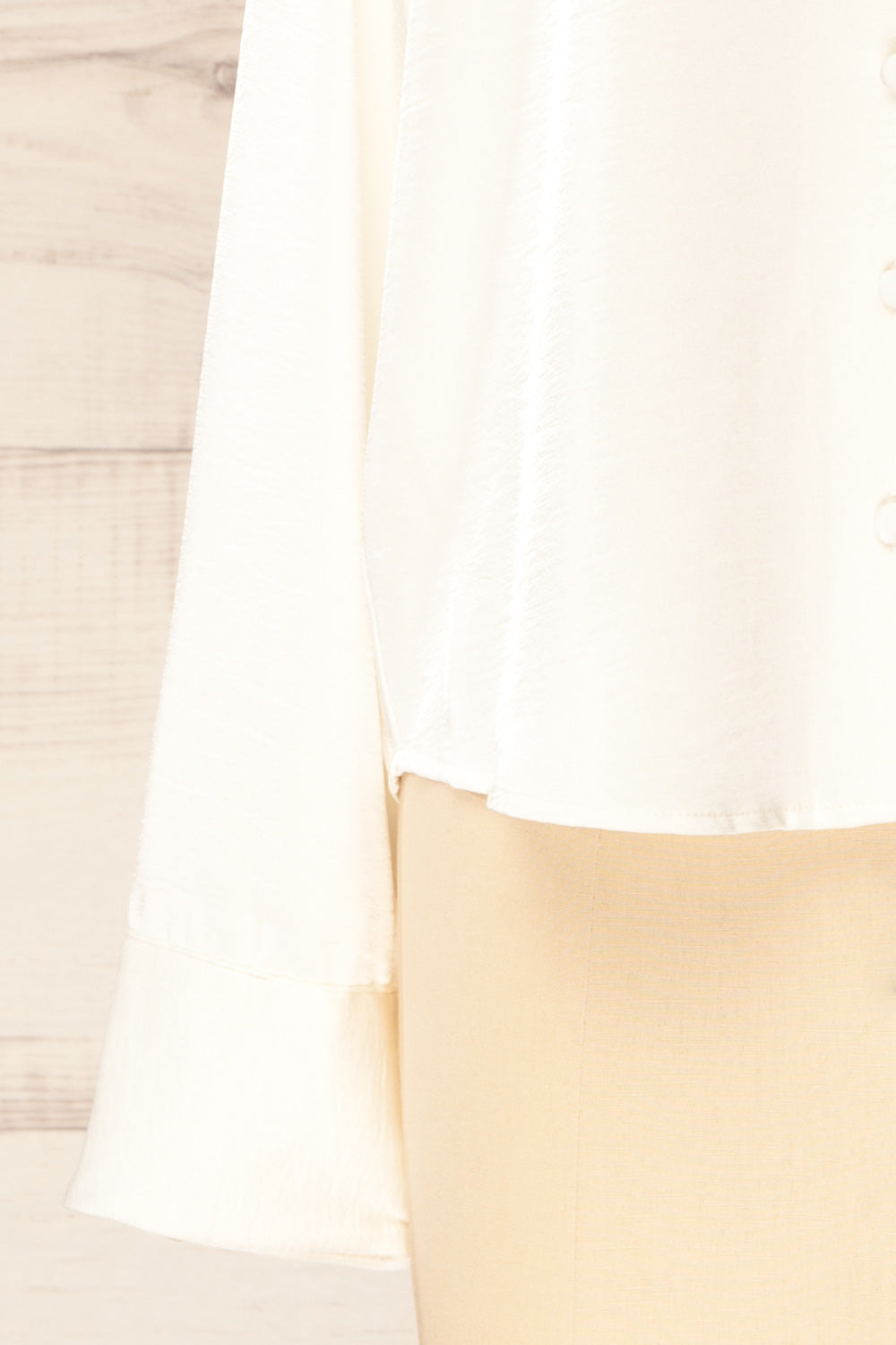 Medan Ivory Buttoned-Up Satin Blouse | La petite garçonne sleeve 