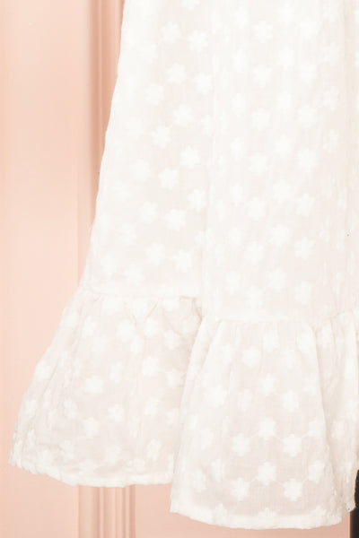 Meeshell White Babydoll Dress w/ Floral Embroidery | Boutique 1861 bottom