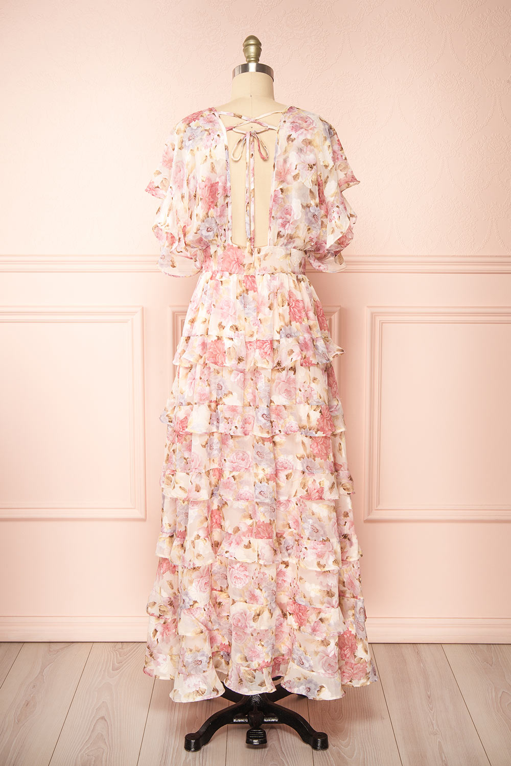 Megan Floral Maxi Dress w/ Ruffles | Boutique 1861 back view