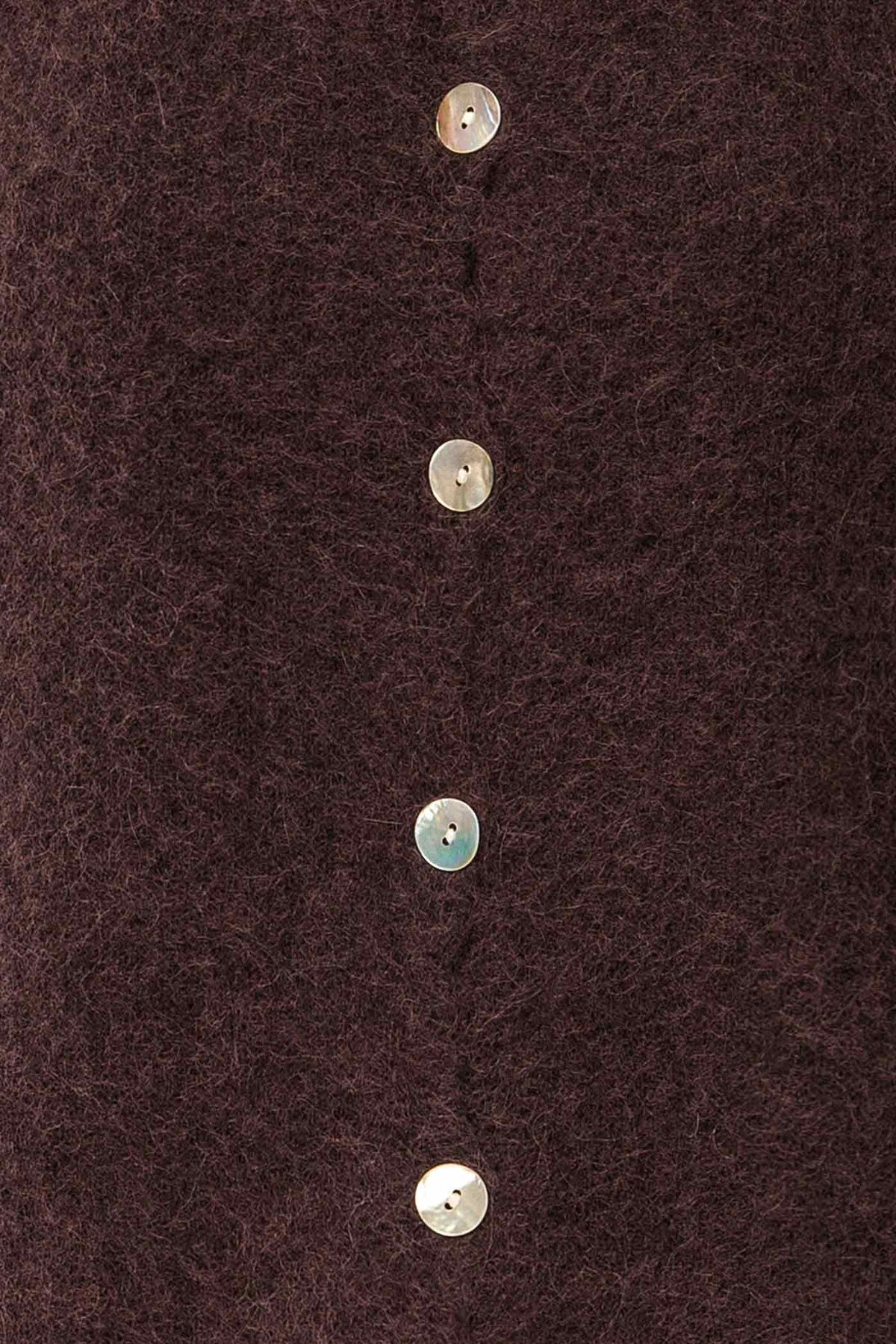fabric view of Megumi Brown Button-Front Knit Cardigan at La petite garçonne 
