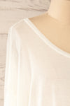 Melbourne Ivory Sheer Long Sleeve Top | La petite garçonne side close-up