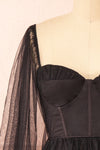 Melilla Black Short Tulle Dress w/ Satin Corset | Boutique 1861 front close-up