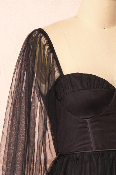 Melilla Black Short Tulle Dress w/ Satin Corset | Boutique 1861 side close-up