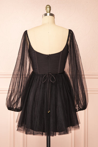 Melilla Black Short Tulle Dress w/ Satin Corset | Boutique 1861 back view