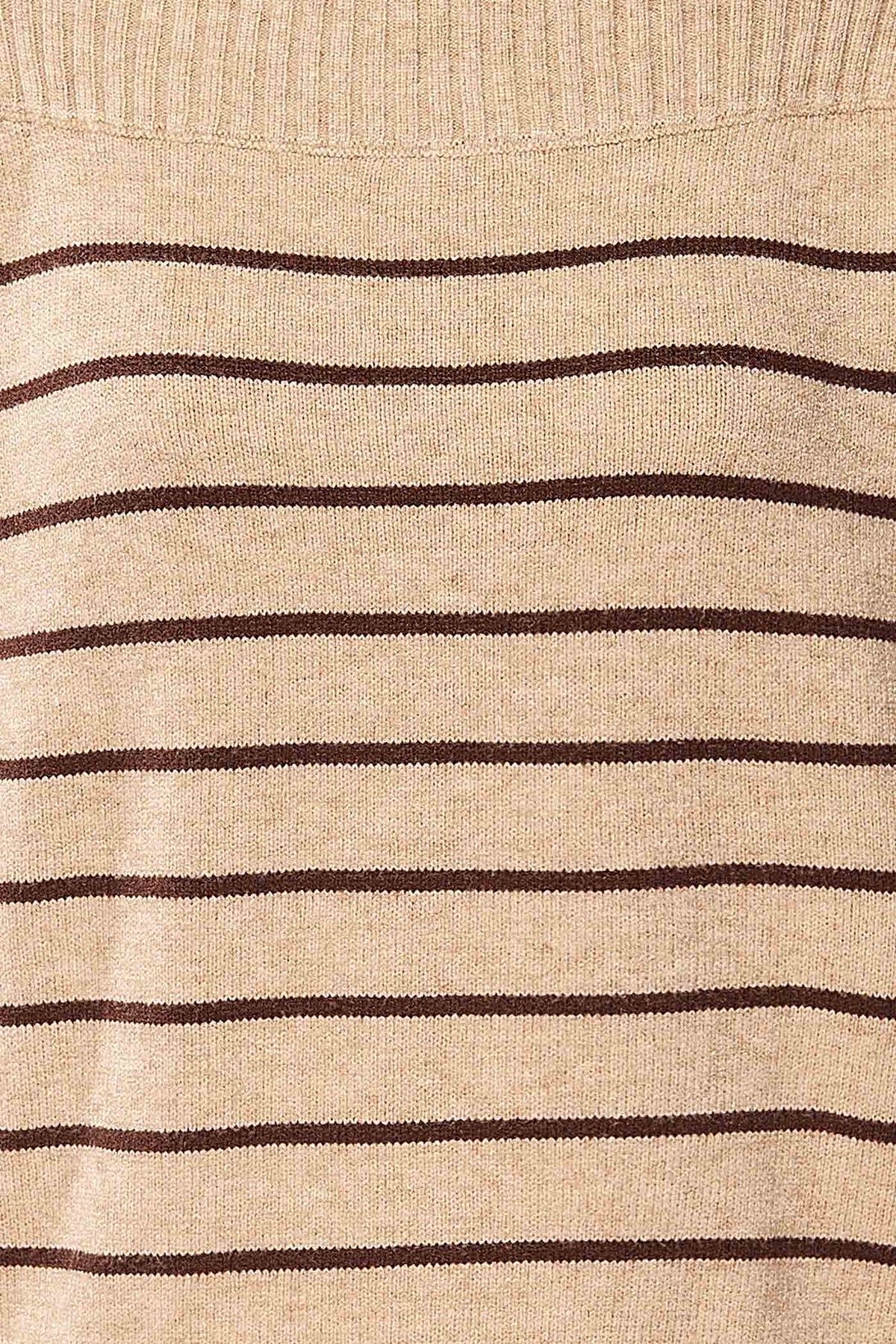 Melton Taupe | Chandail Tricoté à Rayures et Col Bateau