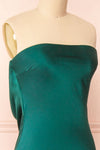 Melya Green Mermaid Maxi Dress w/ Open Back | Boutique 1861 side close-up