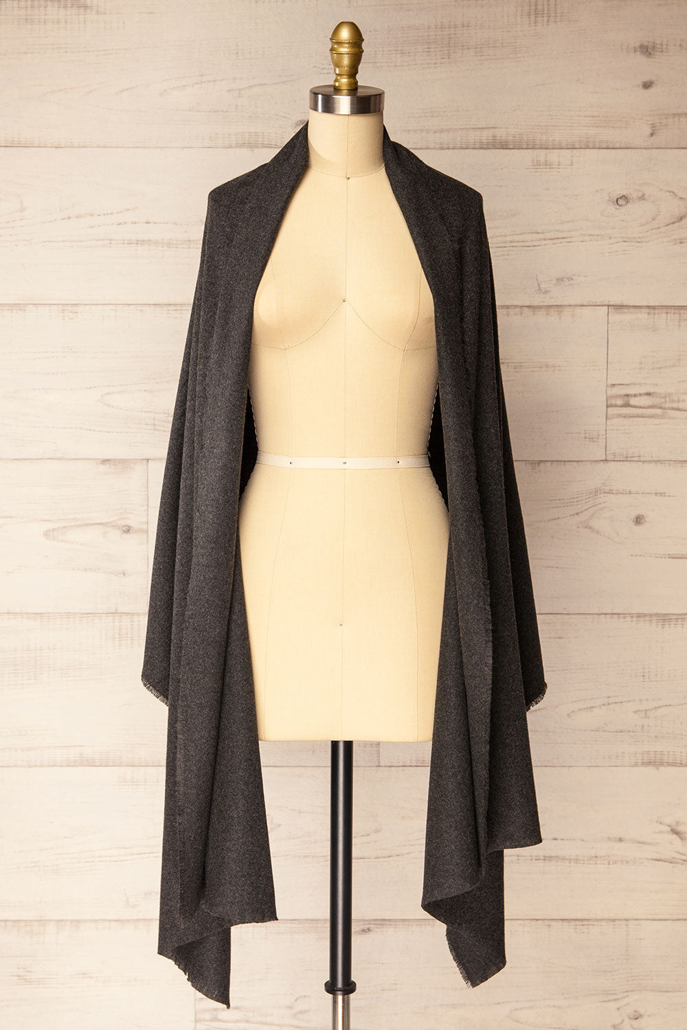 Mercure Charcoal Soft Woven Scarf | La petite garçonne shawl view