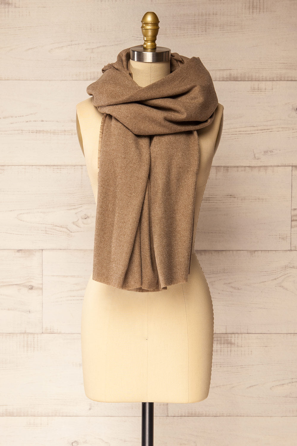 Mercure Taupe Soft Woven Scarf | La petite garçonne  front view