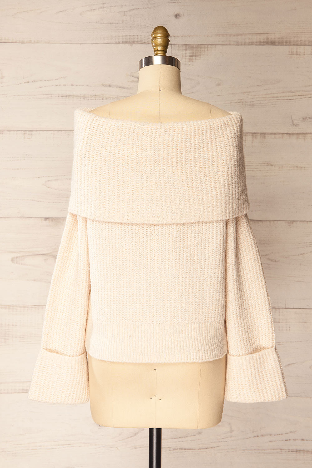 Merewyn Beige Knitted Off-Shoulder Top | La petite garçonne back view