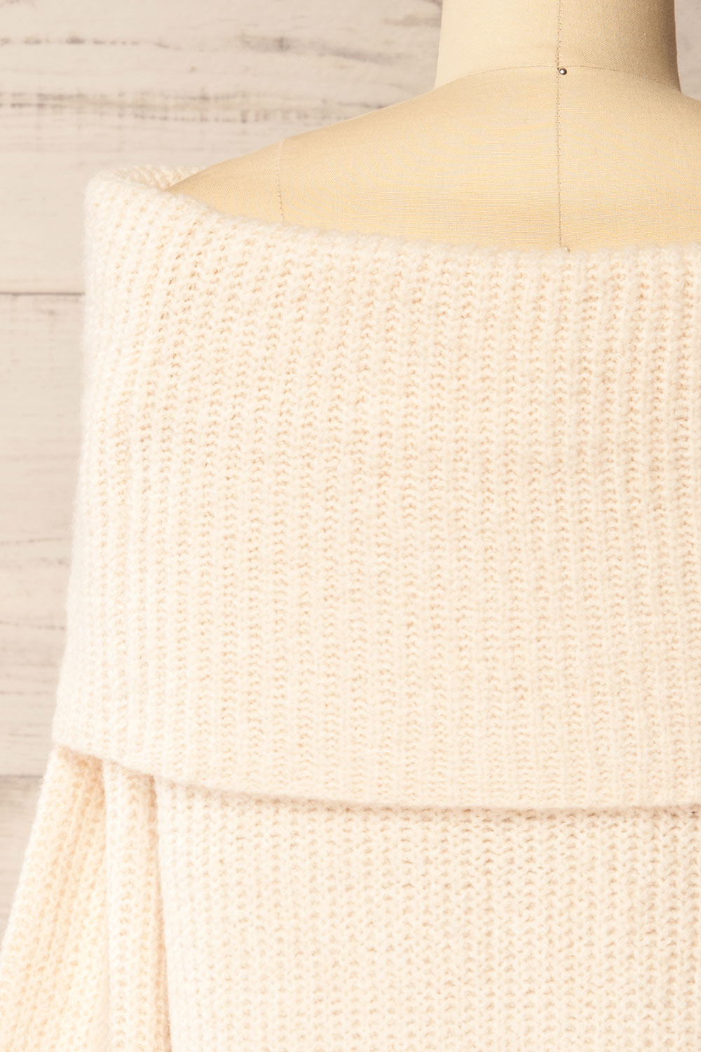 Merewyn Beige Knitted Off-Shoulder Top | La petite garçonne back