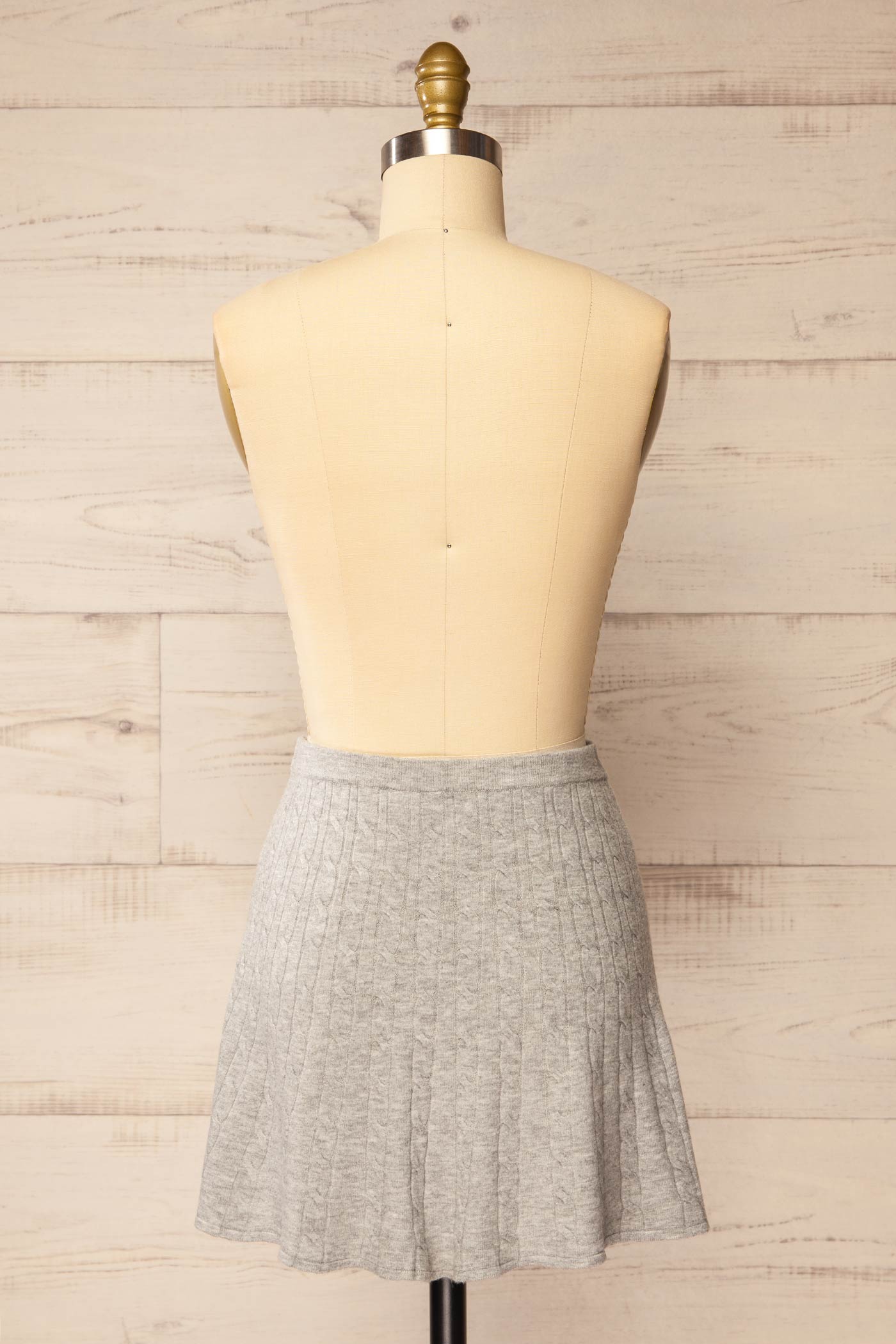 back view of Meridor Grey Cable Knit Short Skirt at La petite garçonne