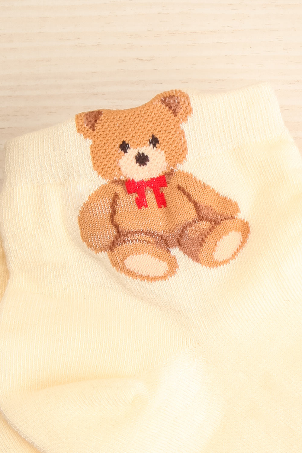 Meshka Ivory Teddy Bear Ankle Socks | Boutique 1861 close-up