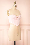 Messalina Pink Cropped Corset Top w/ Tie-Up Bow | Boutique 1861 side view