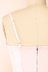 Messalina Pink Cropped Corset Top w/ Tie-Up Bow | Boutique 1861 back close-up