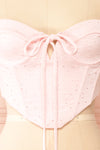 Messalina Pink Cropped Corset Top w/ Tie-Up Bow | Boutique 1861 front close-up