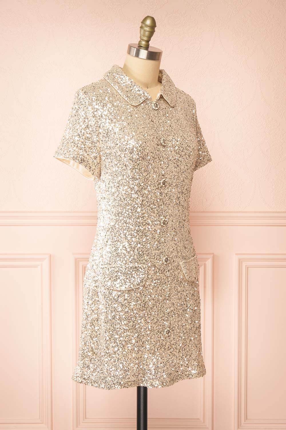 Mialy Short Festive Silver Sequin Dress | Boutique 1861  side view