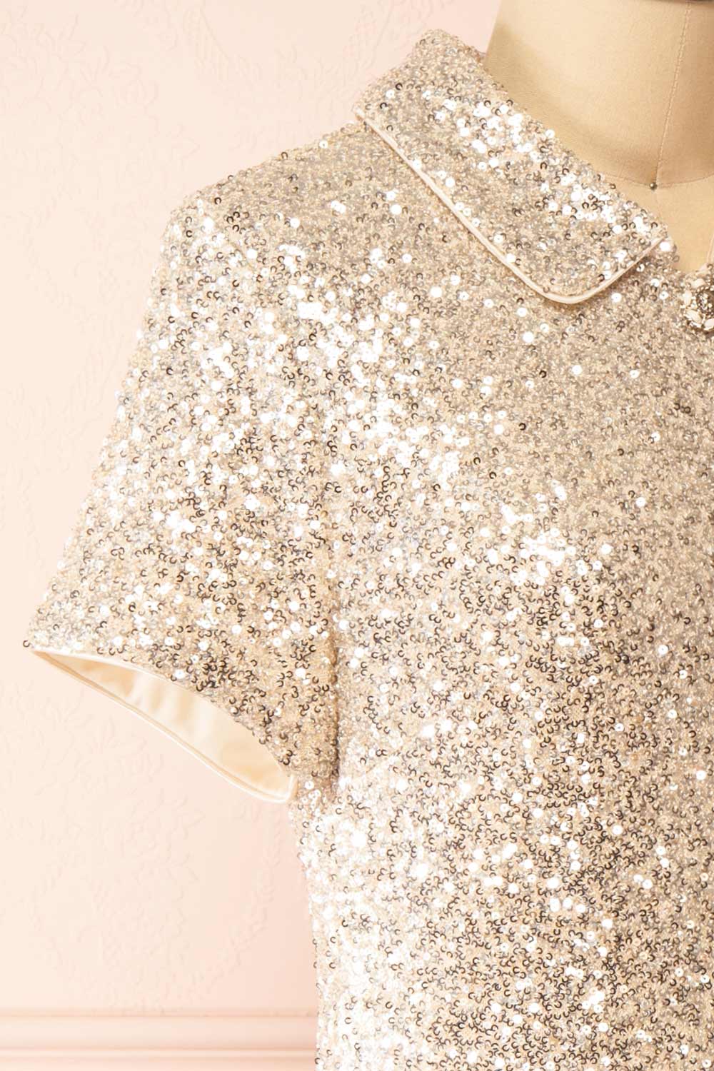 Mialy Short Festive Silver Sequin Dress | Boutique 1861  side