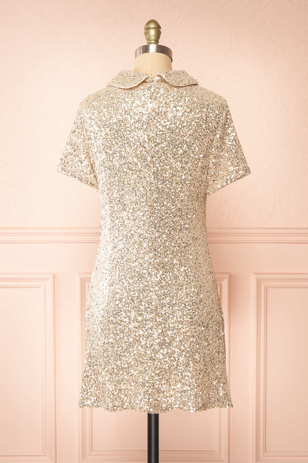 Mialy Short Festive Silver Sequin Dress | Boutique 1861  back view