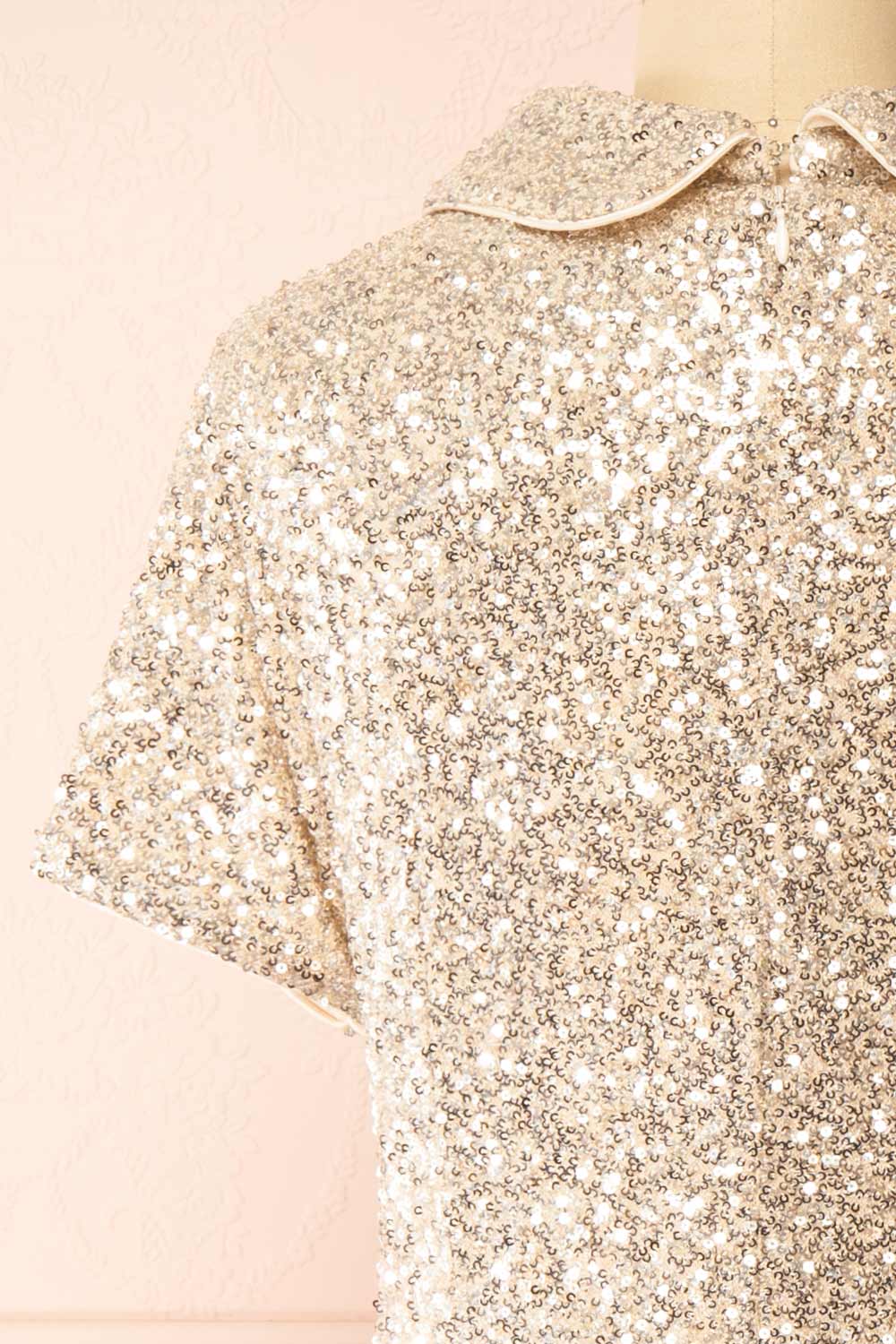 Mialy Short Festive Silver Sequin Dress | Boutique 1861  back