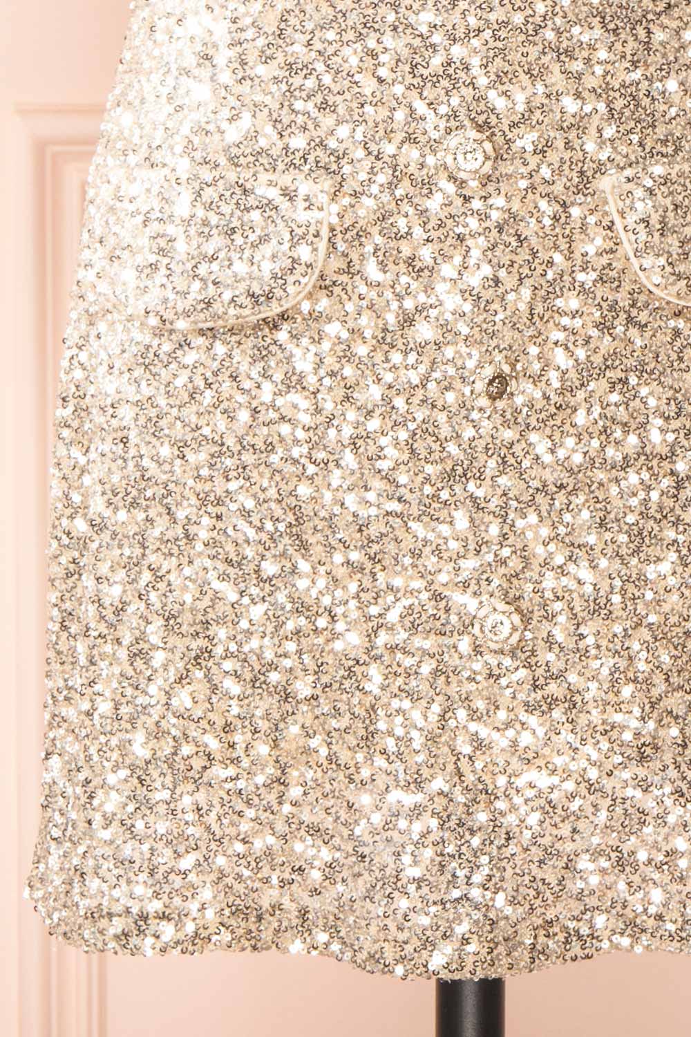 Mialy Short Festive Silver Sequin Dress | Boutique 1861  bottom