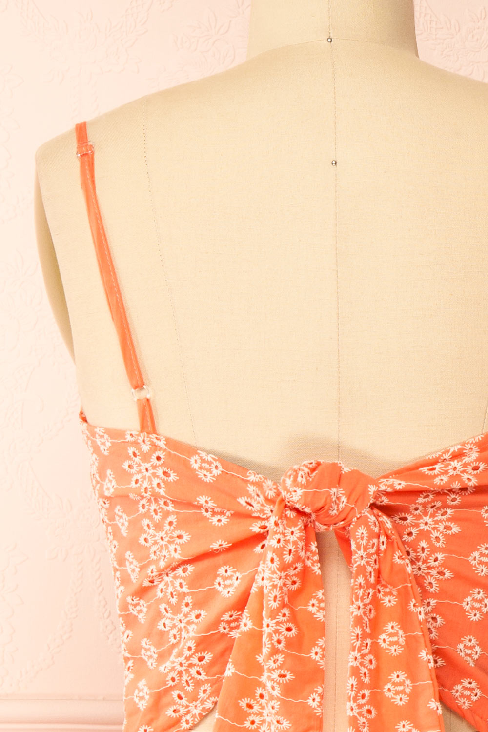 Midge Tie-Back Short Coral Openwork Dress | Boutique 1861 back
