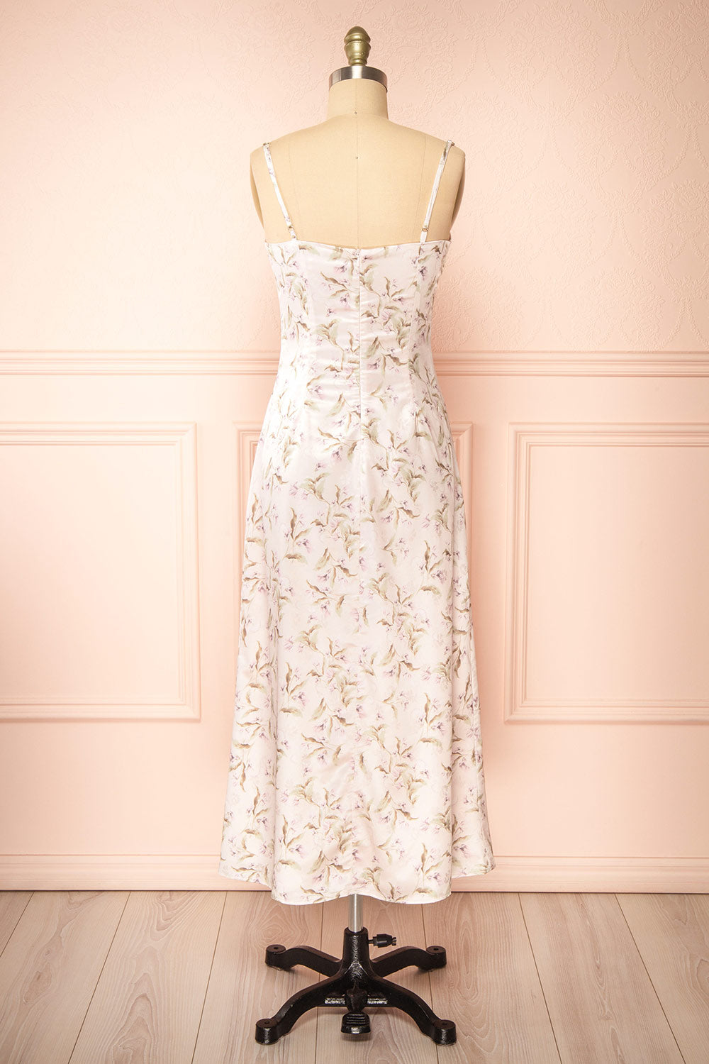 Midya Lilac Floral Midi Dress w/ Slit | Boutique 1861 back view
