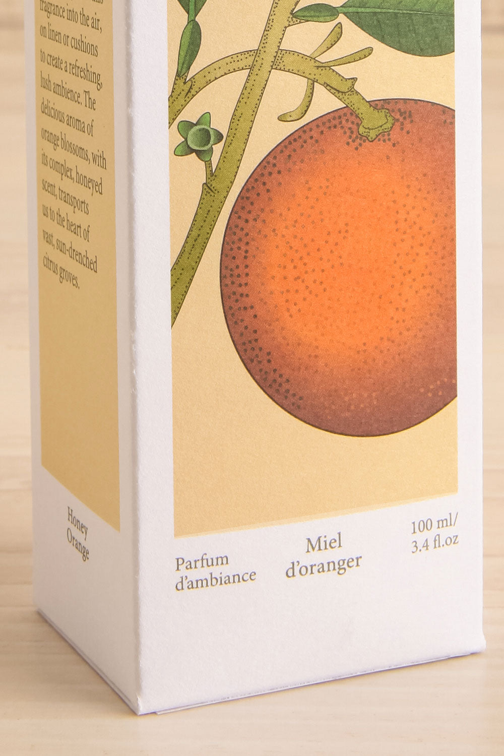 Honey Orange Room Spray by Theorie Botanique | Maison garçonne close-up box