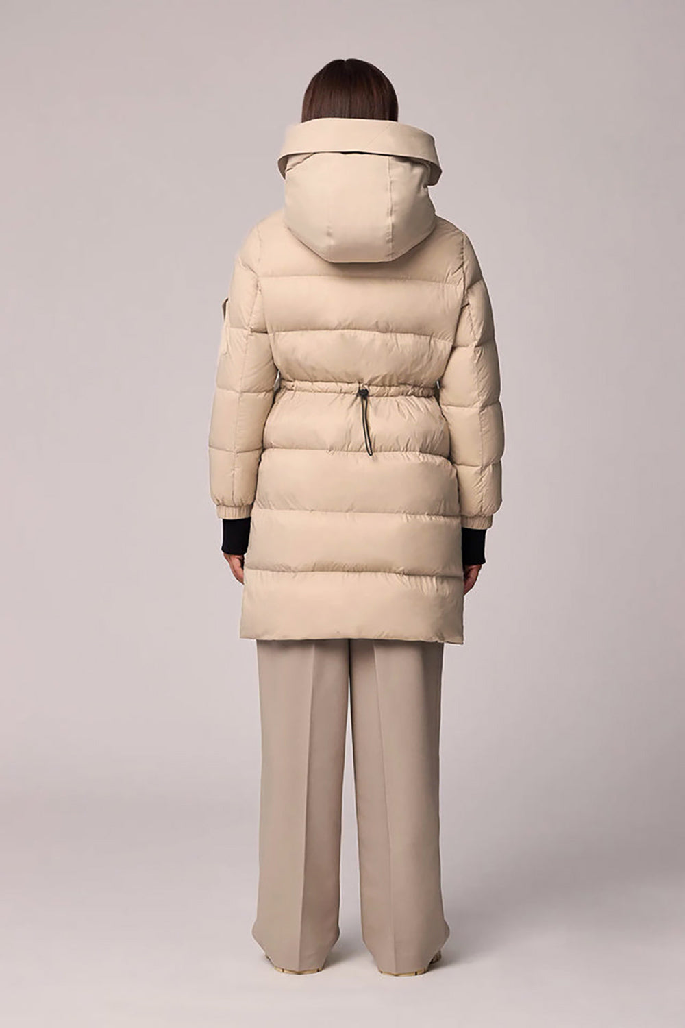 Mikaila Ivory Knee-Length Quilted Jacket | La petite garçonne model back