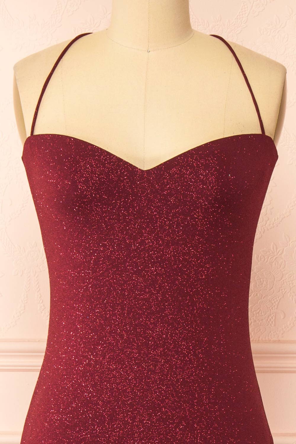 Milah Burgundy Glittery Mermaid Maxi Dress | Boutique 1861 front