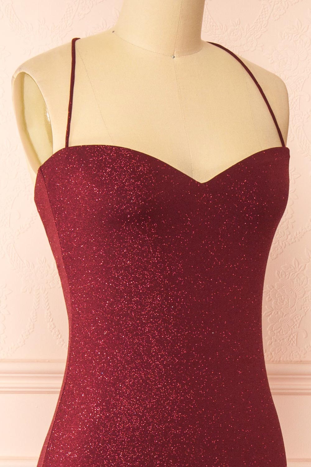 Milah Burgundy Glittery Mermaid Maxi Dress | Boutique 1861 side