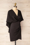 Milanoa Black Short Satin Dress w/ Cape | Boutique 1861  side view