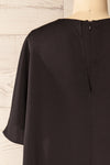 Milanoa Black Short Satin Dress w/ Cape | Boutique 1861  back close-up