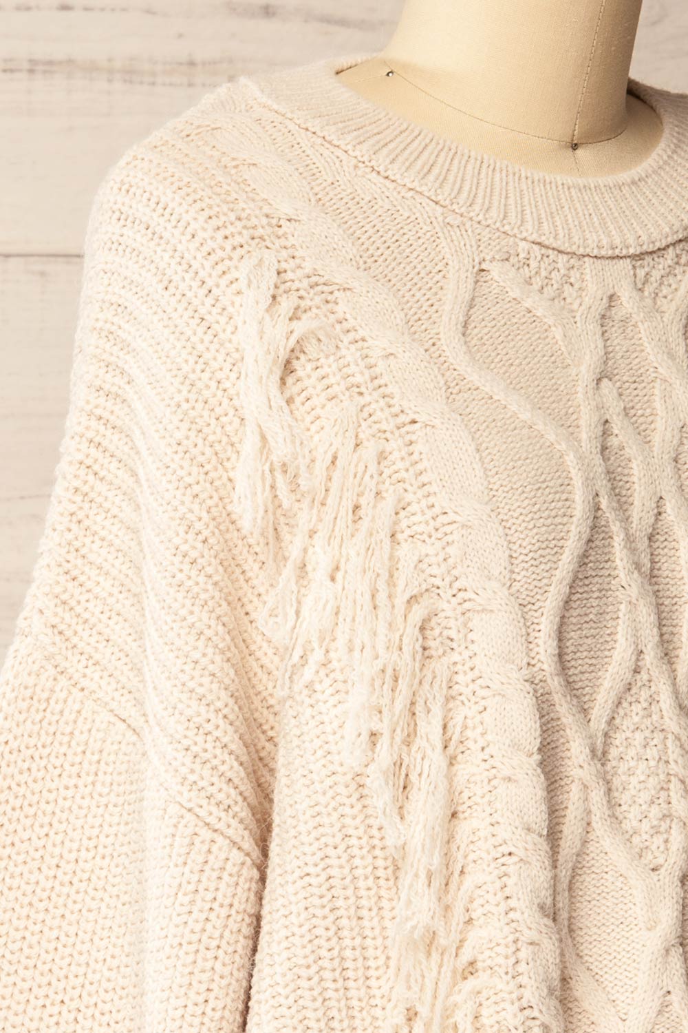 Mildura Beige Knit Sweater with Fringes | La petite garçonne side