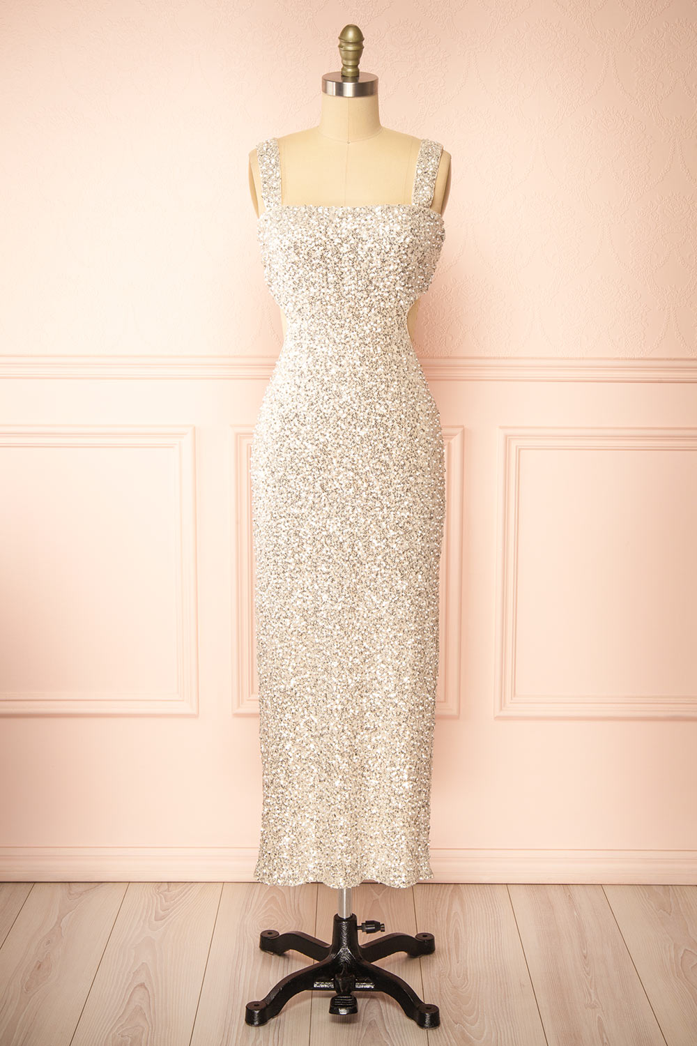 Millie Sequin & Pearl Midi Dress | Boutique 1861 front view