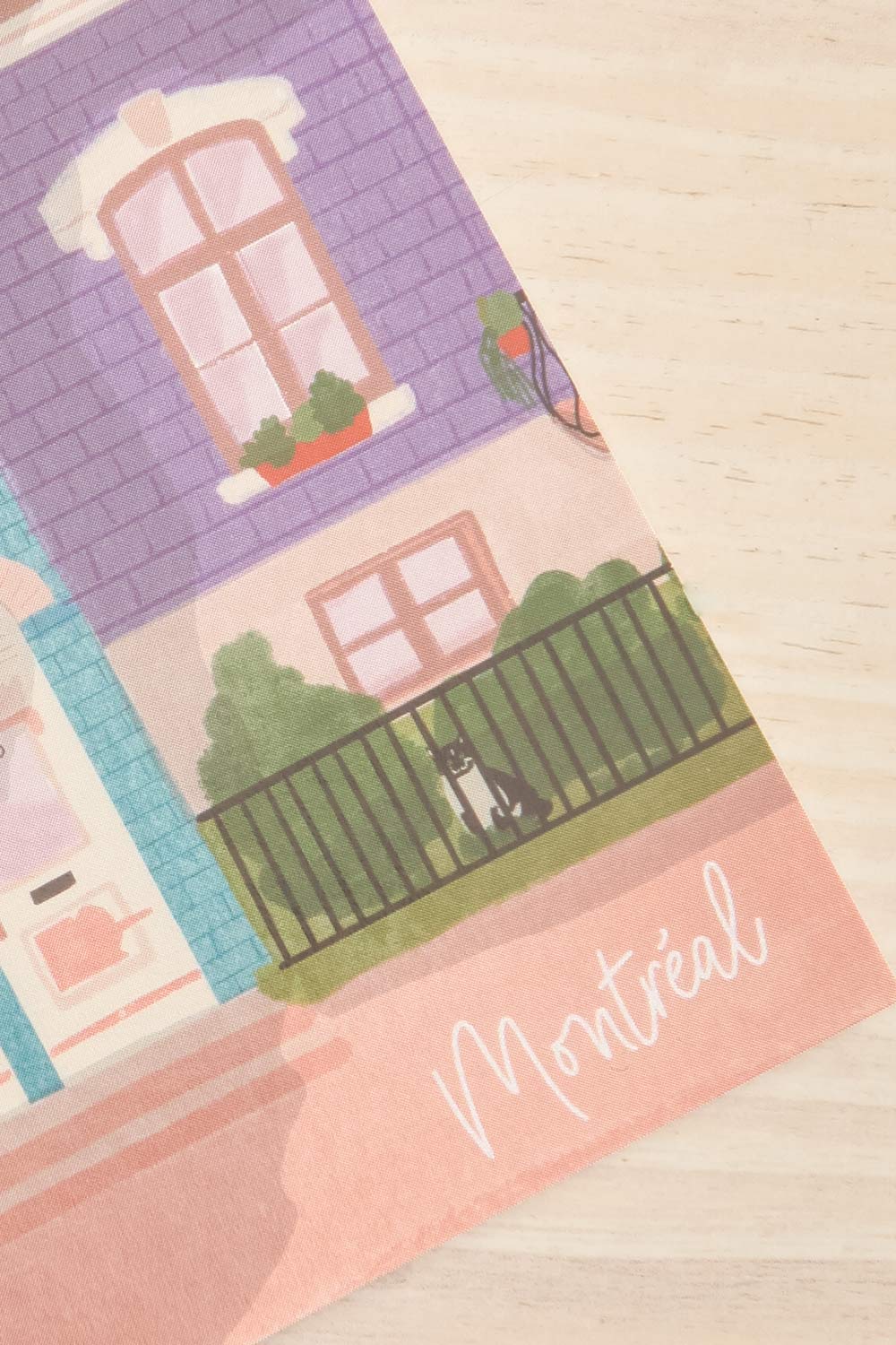 Milton Parc Illustrated Montreal Postcard | Maison garçonne close-up