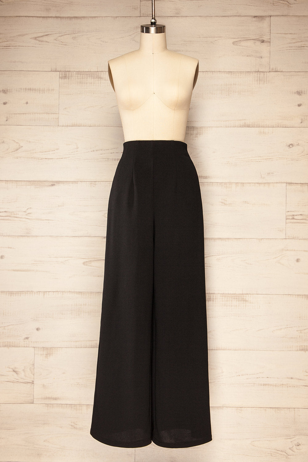 Minasia Black High-Waisted Wide Leg Pants | La petite garçonne front view