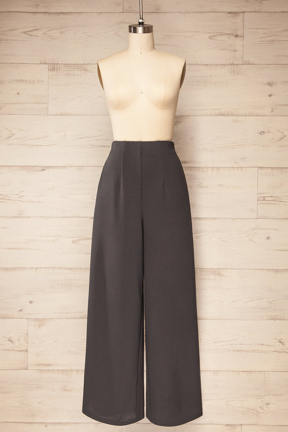 Minasia Grey High-Waisted Wide Leg Pants | La petite garçonne front view