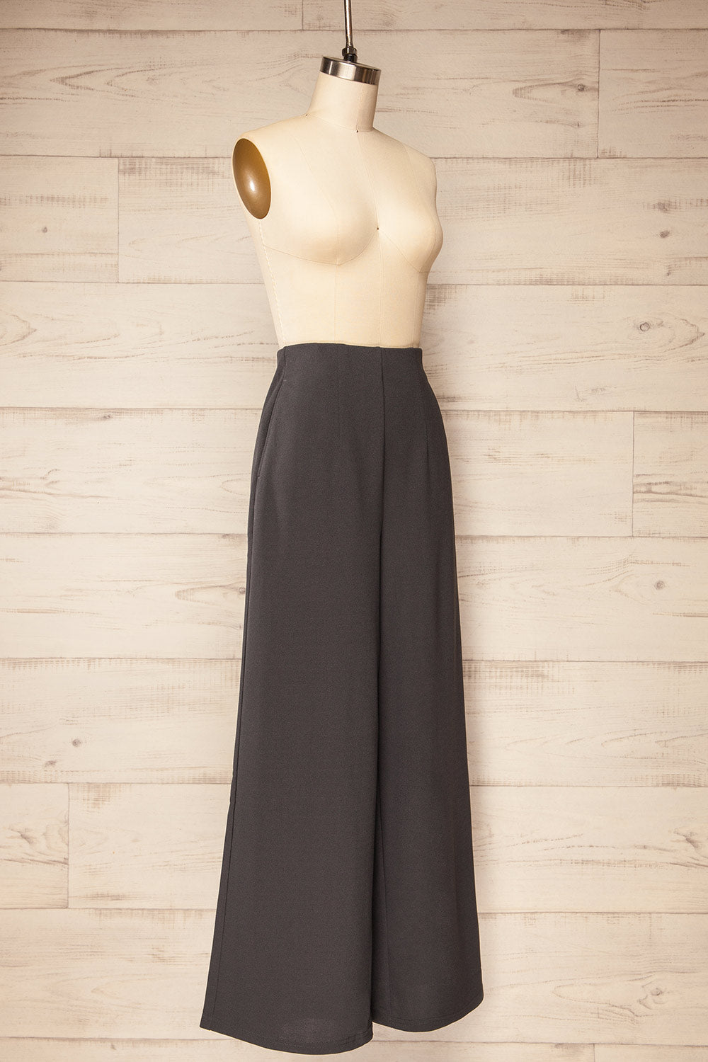 Minasia Grey High-Waisted Wide Leg Pants | La petite garçonne  side view