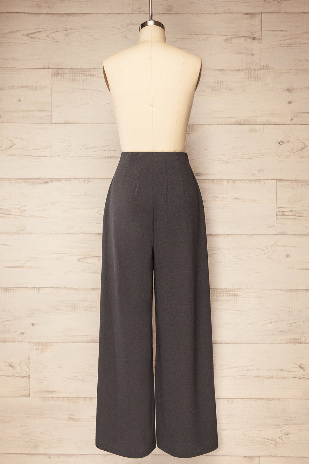 Minasia Grey High-Waisted Wide Leg Pants | La petite garçonne  back view