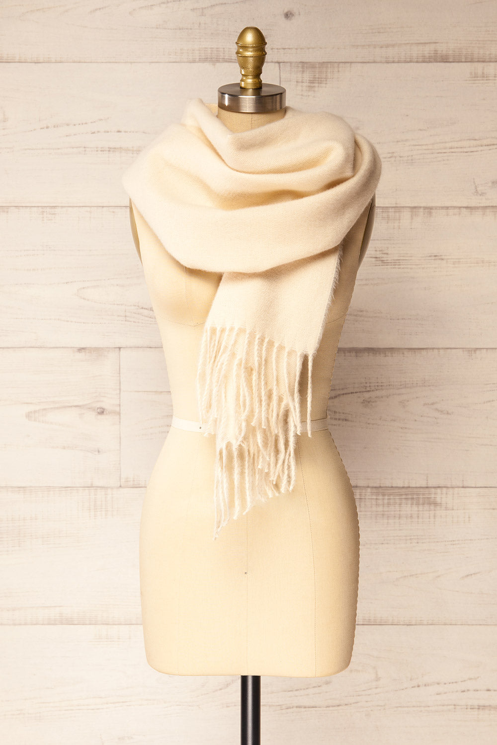 Minet Ivory Fuzzy Knit Scarf | La petite garçonne middle  view
